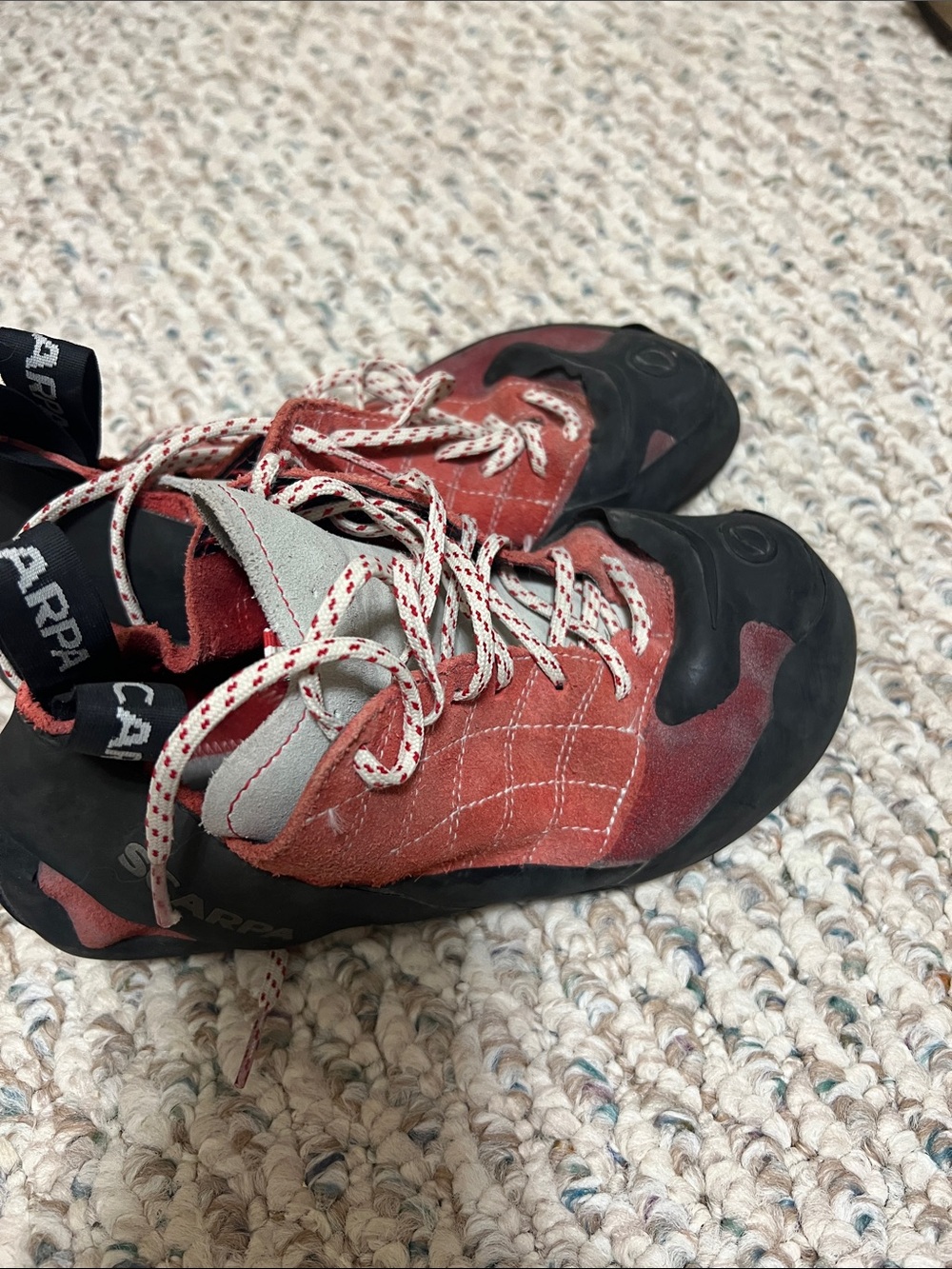 Scarpa Red and Black Suede Climbing Shoes
